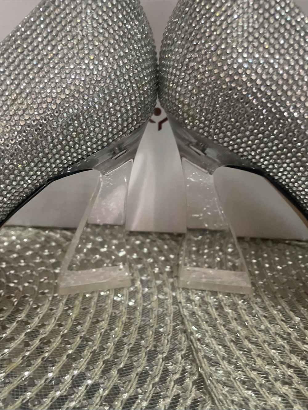 VERY HTF Katy Perry Collections Silver Embellished Pointed Toe Pumps size 9.5 - Picture 5 of 8